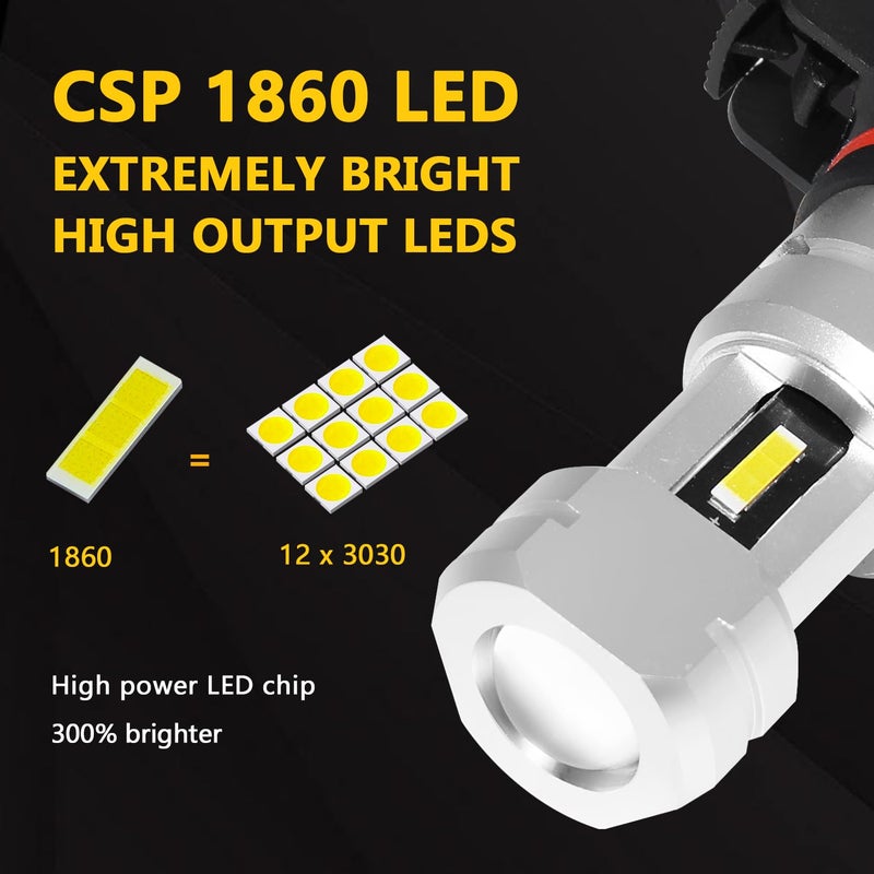 PHINLION 2504 PSX24W LED Fog Light Bulbs, 3800 Lumens Super Bright CSP 12276 Front DRL Daytime Running Lights for Car Truck, 6000K Xenon White - Image 2
